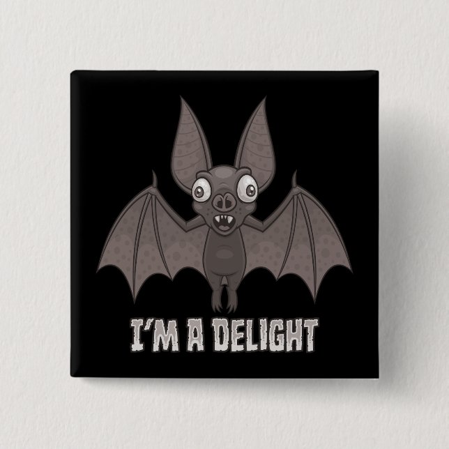 Delightfully Derpy Vampire Bat Button (Front)