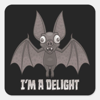 Delightfully Derpy Vampire Bat Square Sticker