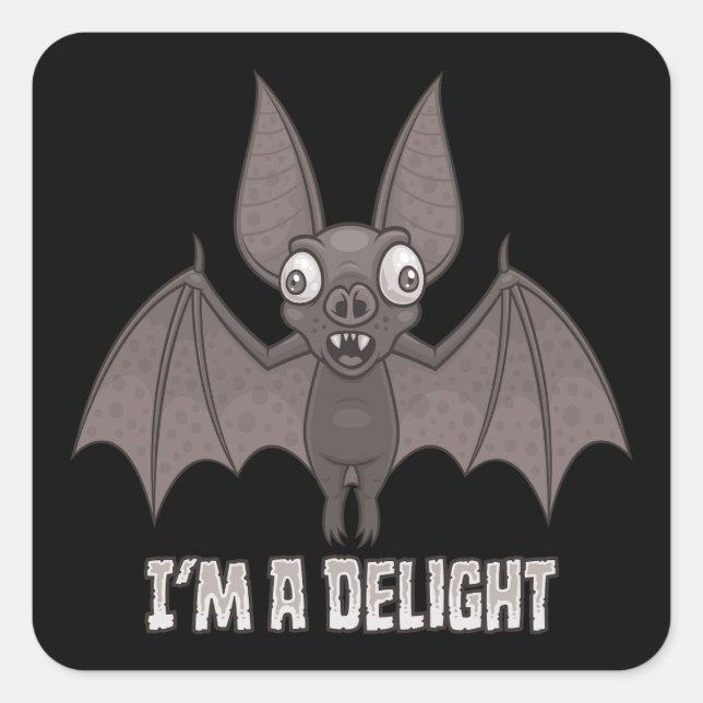 Delightfully Derpy Vampire Bat Square Sticker (Front)
