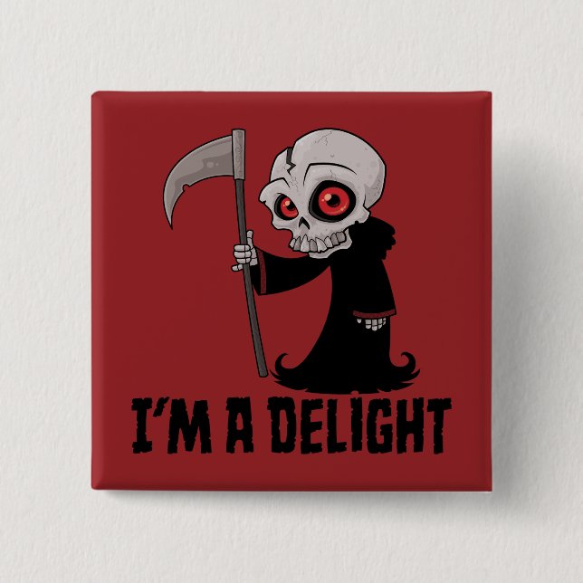Delightfully Grim Reaper Soul Harvester Button (Front)