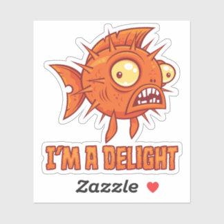 Delightfully Peculiar Paranoid Pufferfish Sticker