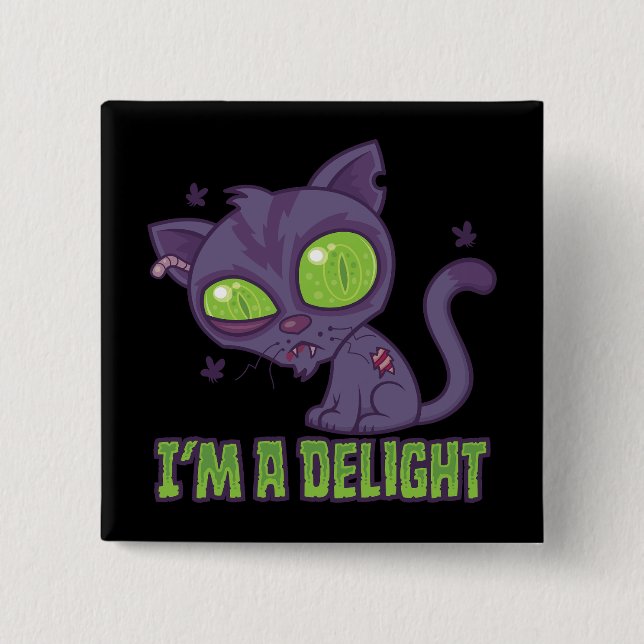 Delightfully Undead Creepy Cute Cat Button (Front)