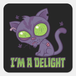 Delightfully Undead Creepy Cute Cat Square Sticker