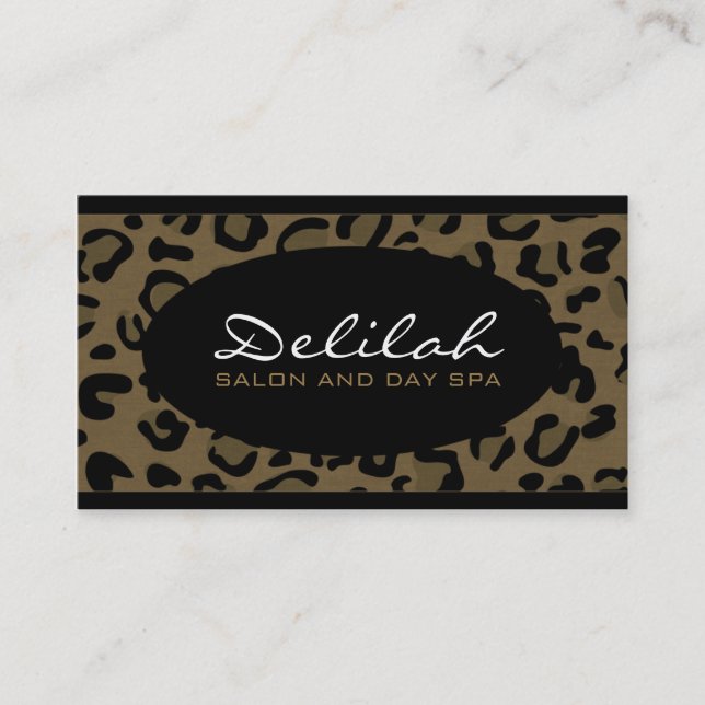 Delilah Leopard Print Black Chic Business Card (Front)