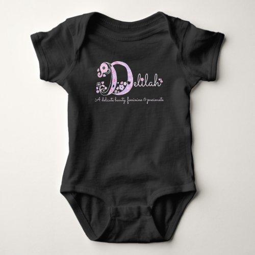 Delilah name meaning monogram hearts pink baby bodysuit
