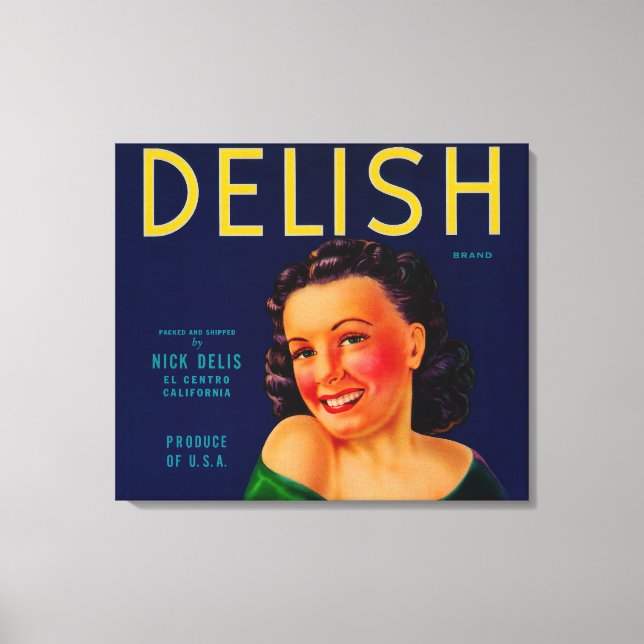 Delish Orange LabelEl Centro, CA Canvas Print (Front)