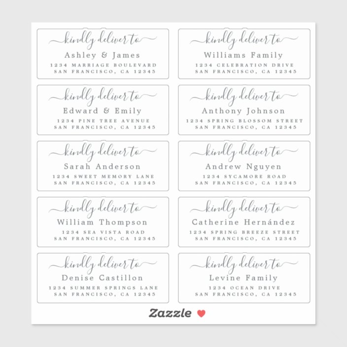 Deliver to Calligraphy Wedding Guest Address Label