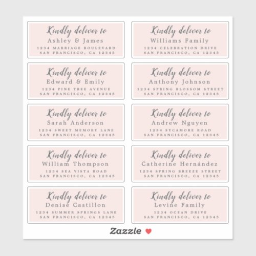 Deliver to Calligraphy Wedding Guest Address Label