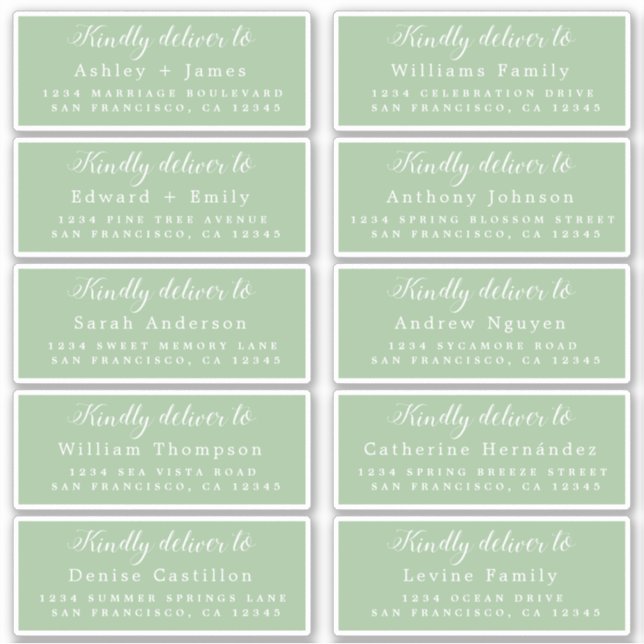 Deliver to Calligraphy Wedding Guest Address Label (Front)