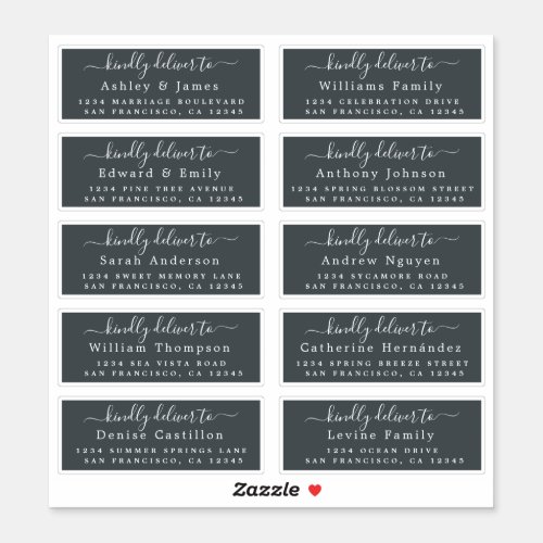 Deliver to Calligraphy Wedding Guest Address Label