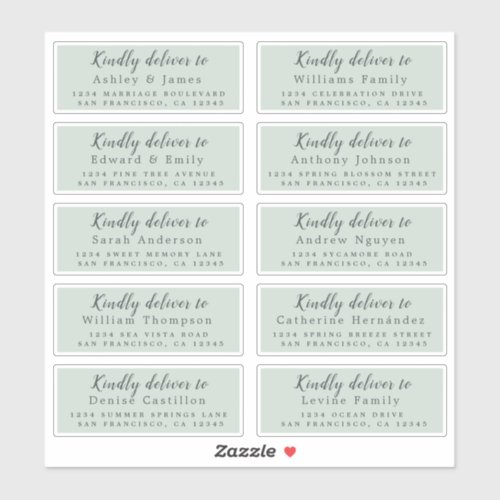 Deliver to Calligraphy Wedding Guest Address Label