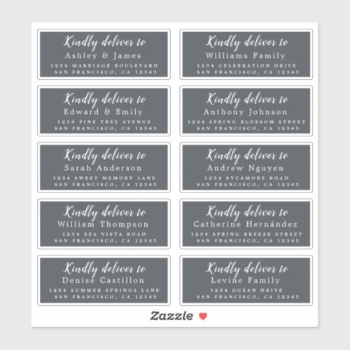 Deliver to Calligraphy Wedding Guest Address Label