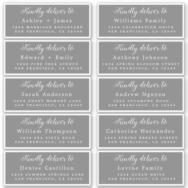 Deliver to Calligraphy Wedding Guest Address Label (Front)