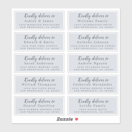 Deliver to Calligraphy Wedding Guest Address Label