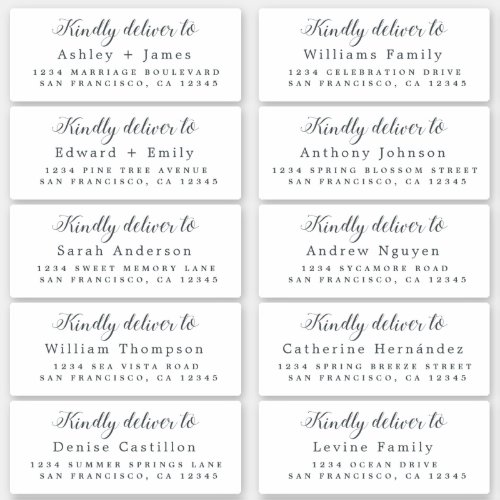 Deliver to Calligraphy Wedding Guest Address Sticker