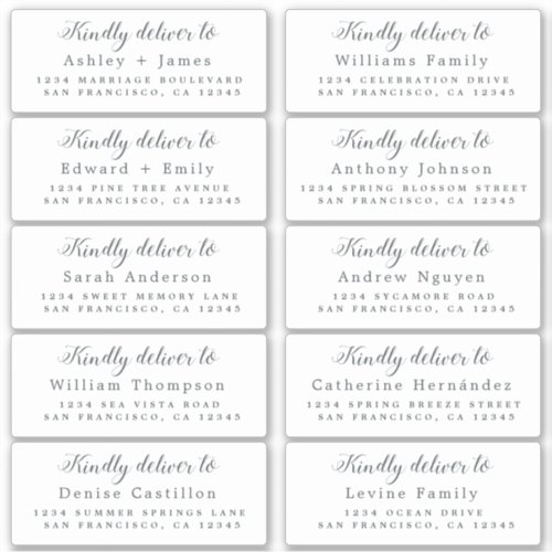 Deliver to Calligraphy Wedding Guest Address Sticker