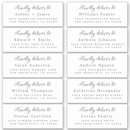 Deliver to Calligraphy Wedding Guest Address Sticker | Zazzle.com