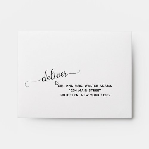 Deliver to RSVP Envelope Card Wedding