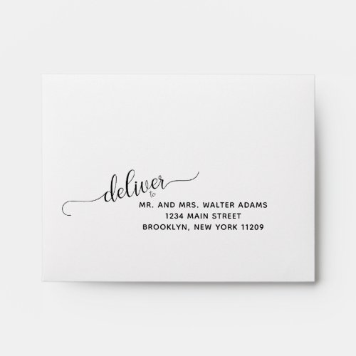 Deliver to RSVP Envelope Card Wedding