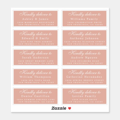 Deliver to Script Guest Address Dusty Pink Labels