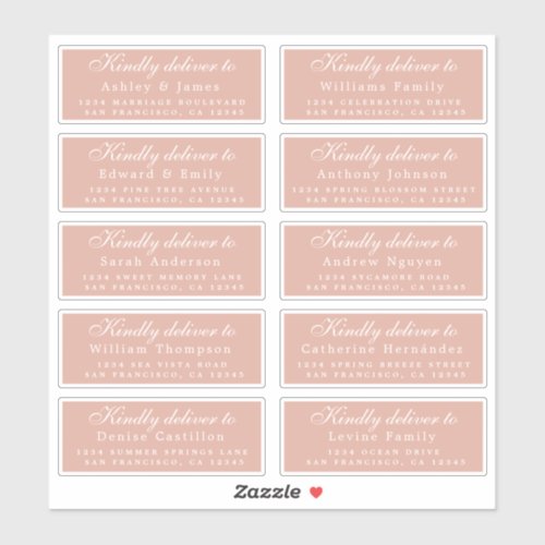 Deliver to Script Guest Address Dusty Pink Labels