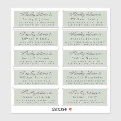 Deliver to Script Guest Address Green Labels