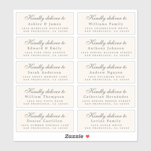 Deliver to Script Guest Address Ivory Labels