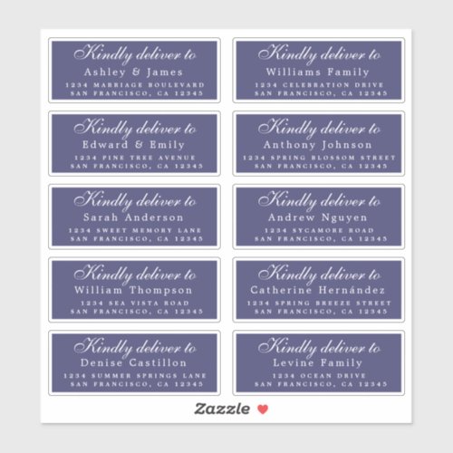 Deliver to Script Guest Address Navy Blue Labels