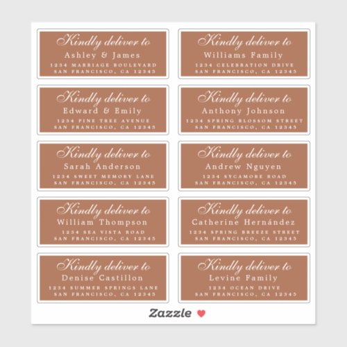 Deliver to Script Guest Address TerraCotta Labels