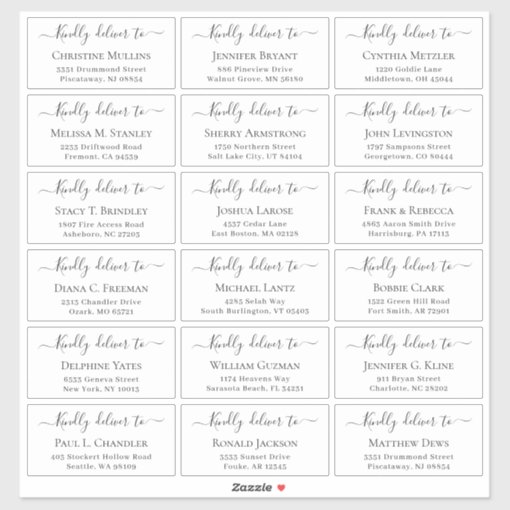 Deliver to Script Large Wedding Guest Address Sticker | Zazzle