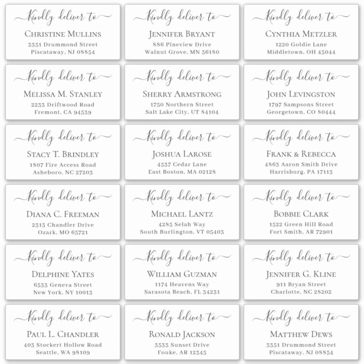 Deliver to Script Large Wedding Guest Address Sticker | Zazzle