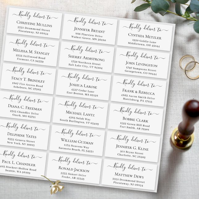 Deliver to Script Large Wedding Guest Address Sticker (Creator Uploaded)