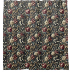 Deliver Us from Decadence – Gothic Floral Design Shower Curtain