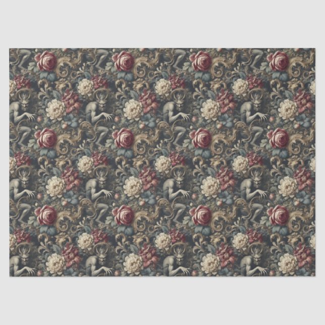 Deliver Us from Decadence – Gothic Floral Design Tissue Paper (Front)