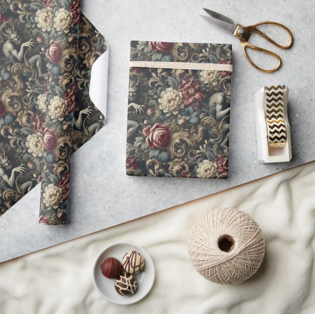 Deliver Us from Decadence – Gothic Floral Design Wrapping Paper (Crafts)