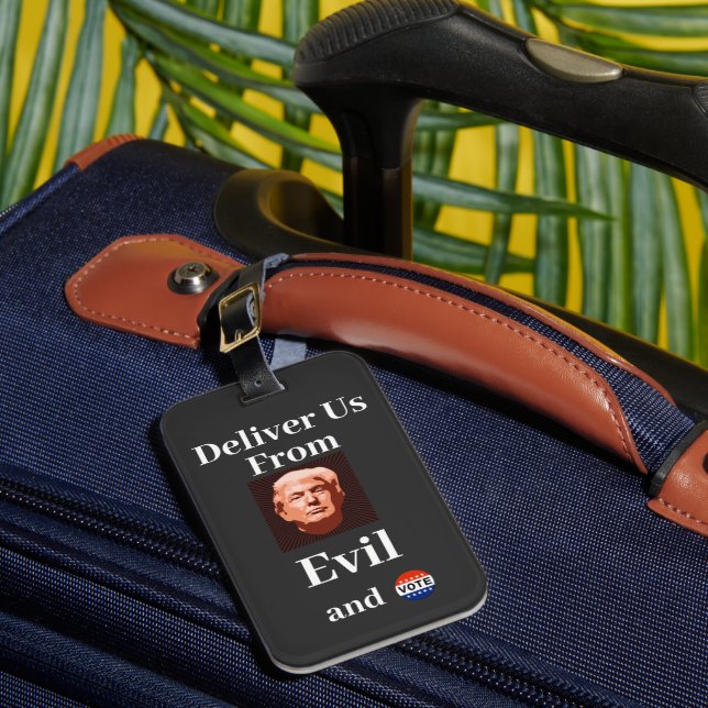 Deliver Us From Evil Luggage Tag (Front Insitu 1)
