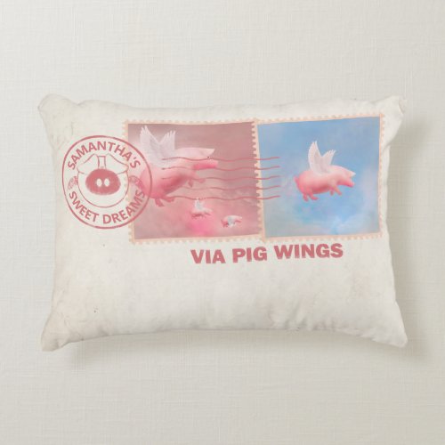 Deliver Yourself_Flying Pig Postage Accent Pillow
