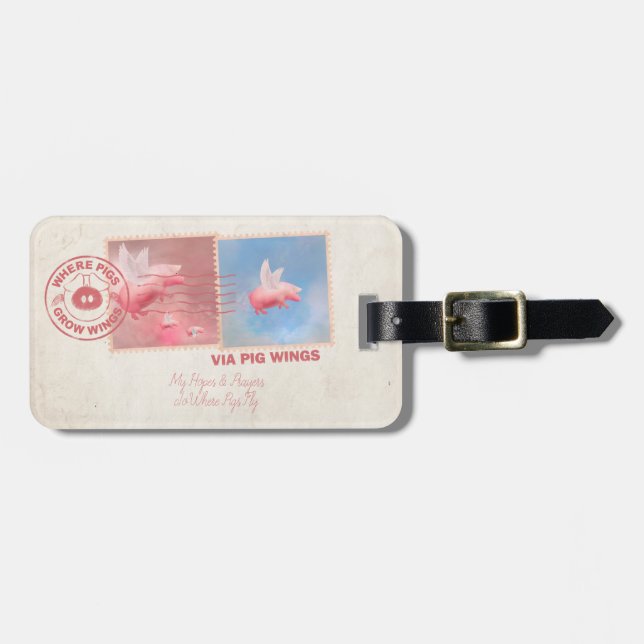 Deliver Yourself-Flying Pig Postage Luggage Tag (Front Horizontal)
