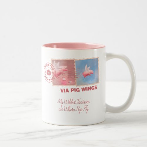Deliver Yourself_Flying Pig Postage Two_Tone Coffe Two_Tone Coffee Mug