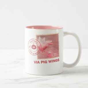 Deliver Yourself-Flying Pig Postage Two-Tone Coffe Two-Tone Coffee Mug