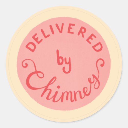 Delivered by Chimney retro pink Christmas sticker 