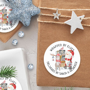 Delivered by Santa and Reindeer Classic Round Sticker