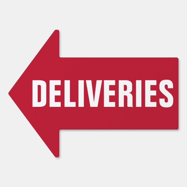 Deliveries direction arrow any color sign (Front)