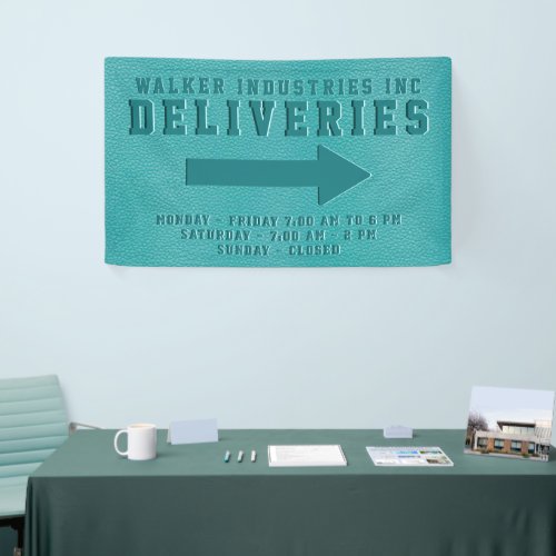 Deliveries RT Arrow Embossed Teal Vegan Leather  Banner