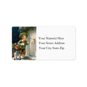 Delivering Christmas Cards Vintage Address Label