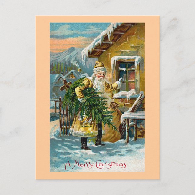 "Delivering Christmas Gifts" Holiday Postcard (Front)