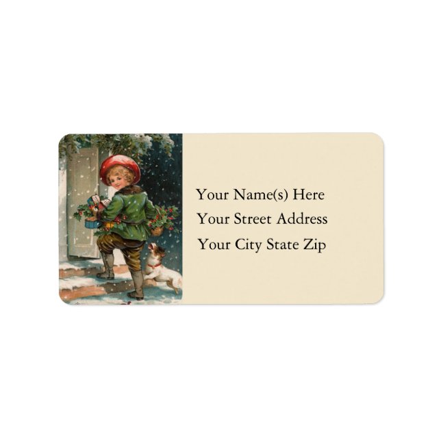 Delivering Christmas Gifts Vintage Address Label (Front)