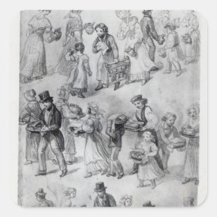 Delivering Dinner, 1841 Square Sticker