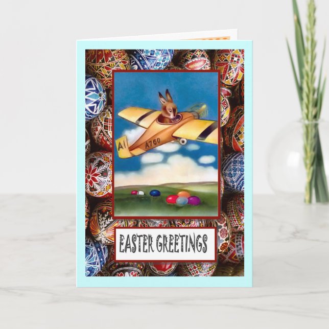 Delivering eggs by plane holiday card (Front)