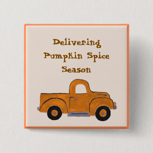 Delivering Pumpkin Spice Season Handpainted Truck Button